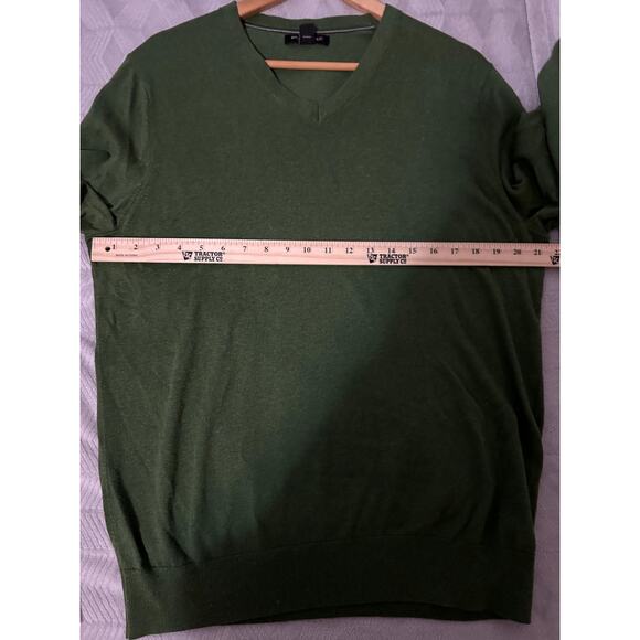 Banana Republic Men's Large Hunter Green V Neck Sweater Silk Cotton Luxury Blend - Picture 4 of 5
